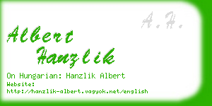 albert hanzlik business card